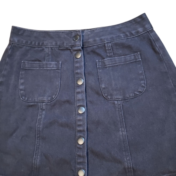 Melville Black Button Down Denim Skirt Size 27 - Picture 2 of 6